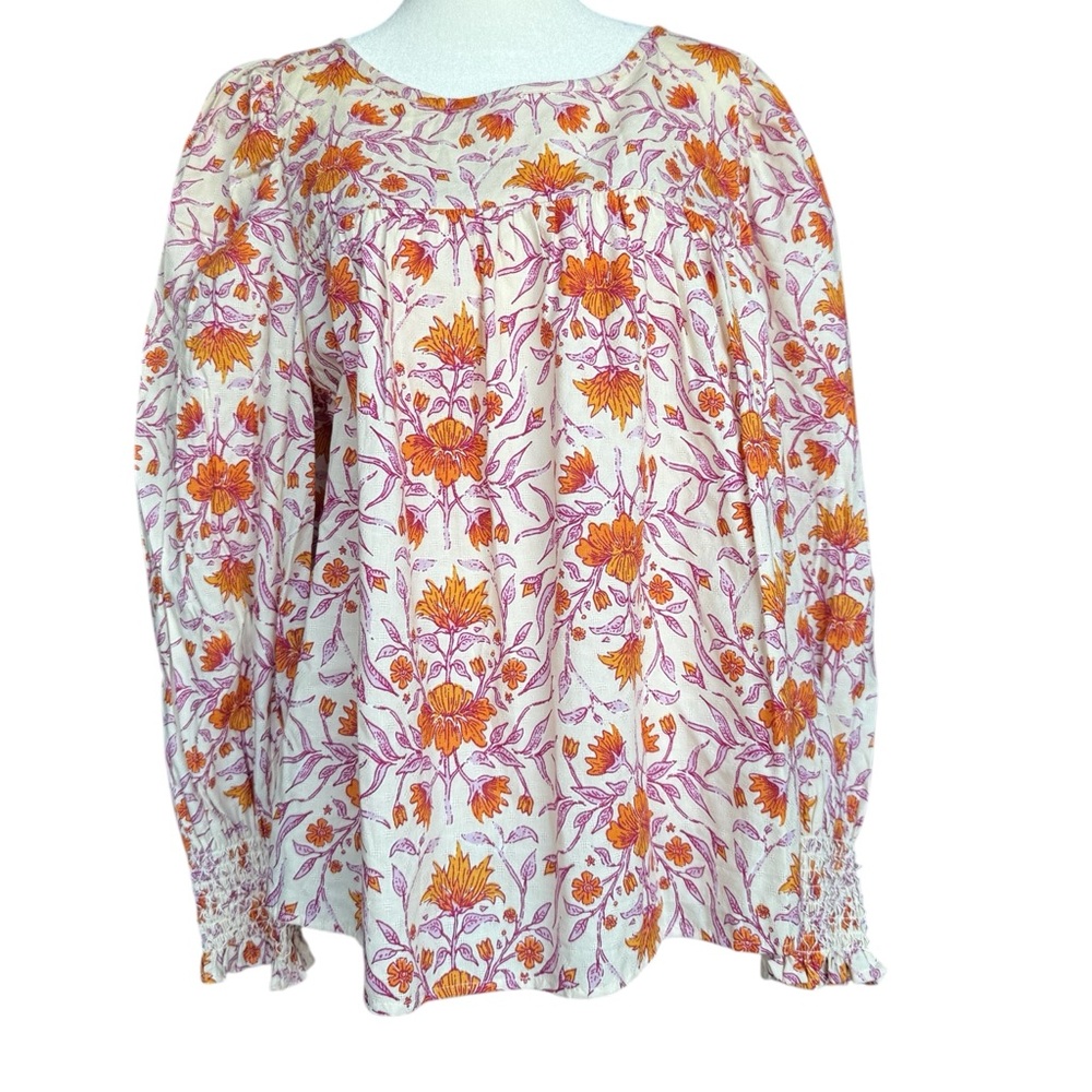 Universal Thread Orange Puff Sleeve Blouse with Peter Pan Collar